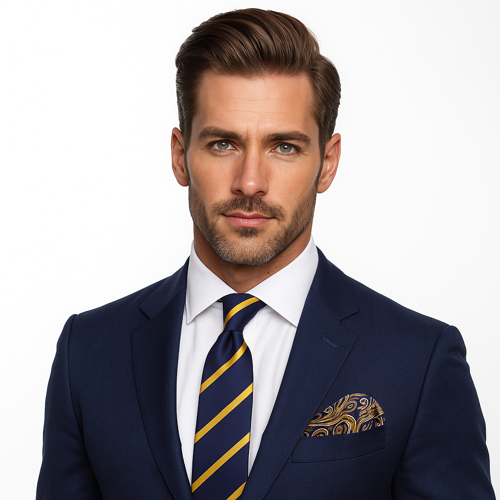 Man wearing striped microfiber necktie at business meeting in office setting