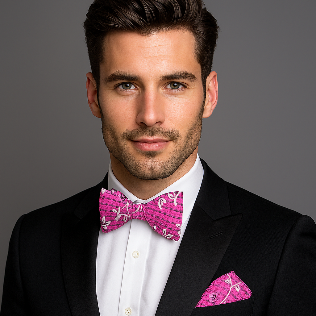 Front view of Blossom Floral Self-Tie Bow Tie in vibrant colors for formal occasions