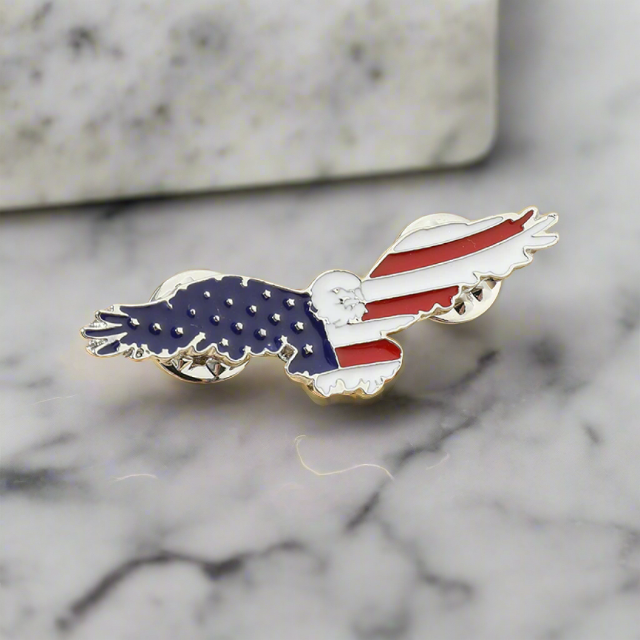Wearing the eagle lapel pin during a national holiday celebration