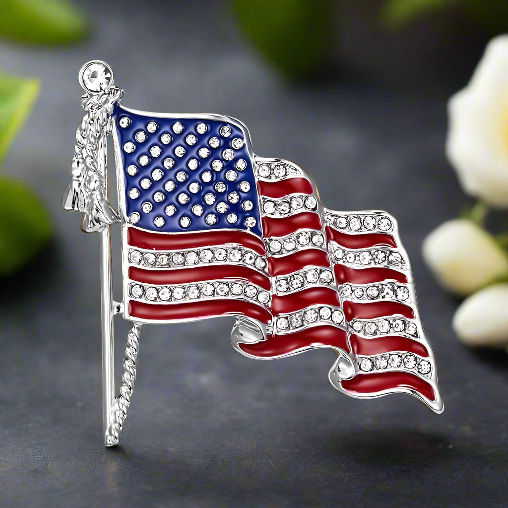 Wearing the patriotic pin on a formal dress shirt for a patriotic event