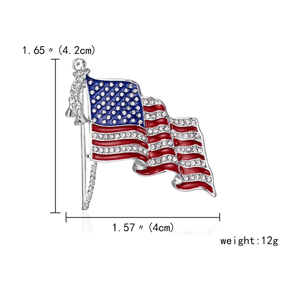 Front view of a premium American flag lapel pin with detailed flag design