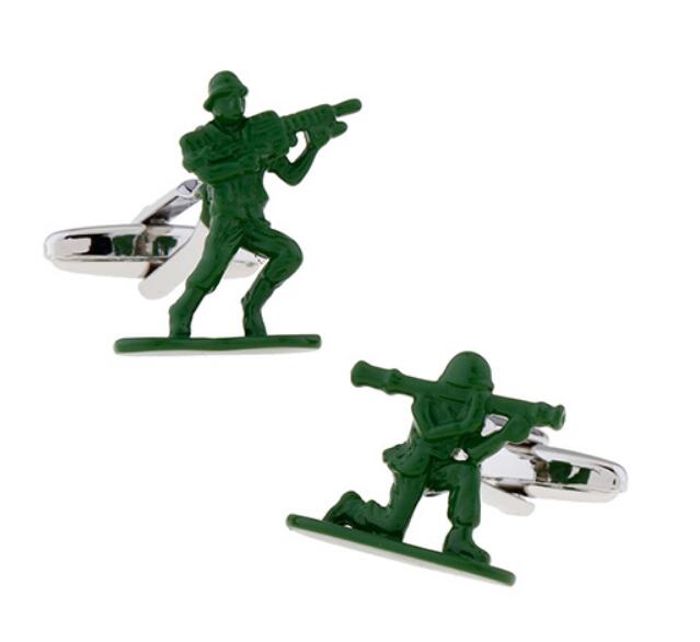 Close-up of Battlefield Army Men Cufflinks showcasing intricate design.