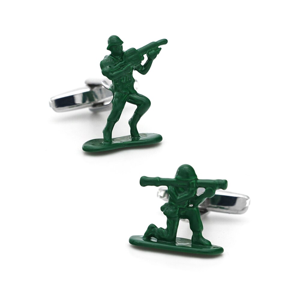 Close-up of Battlefield Army Men Cufflinks showcasing intricate design.