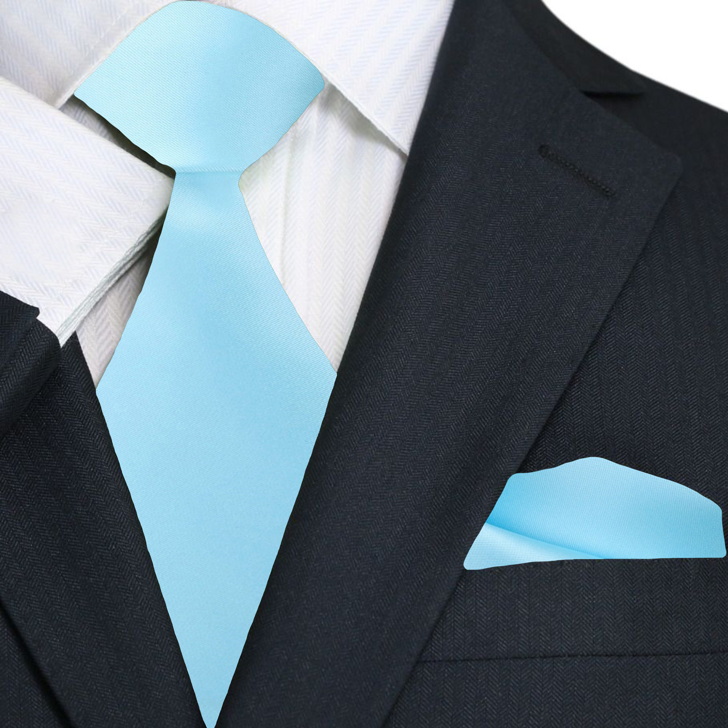 Silk necktie in vibrant blue for formal events, with a sleek shine and smooth fabric.