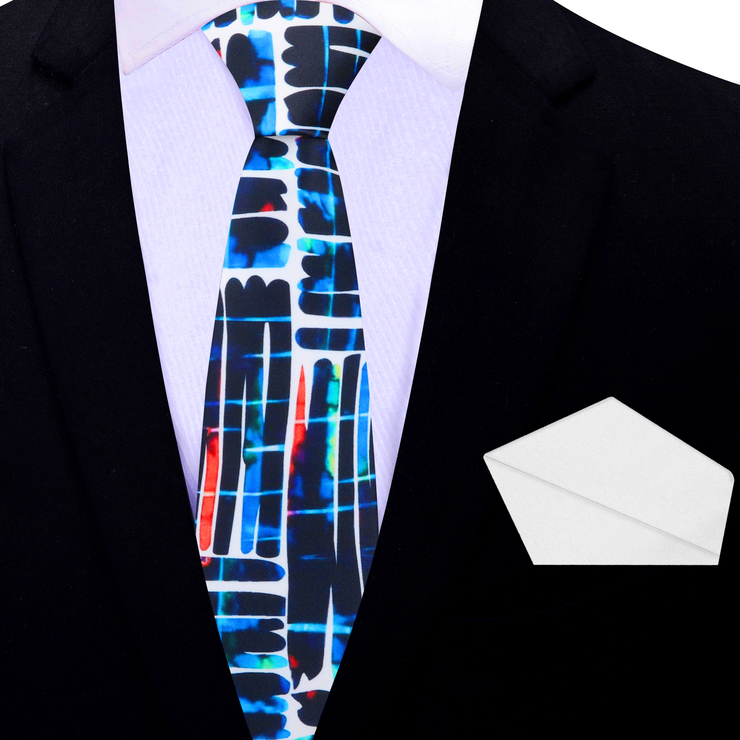 Close-up of the silk fabric pattern with bold abstract lines