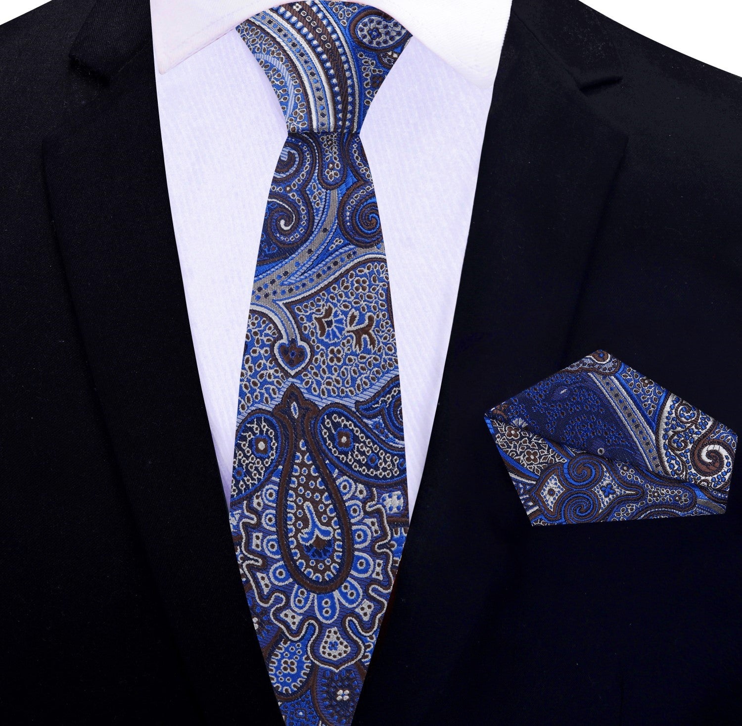 Close-up of paisley design on a premium silk tie for men