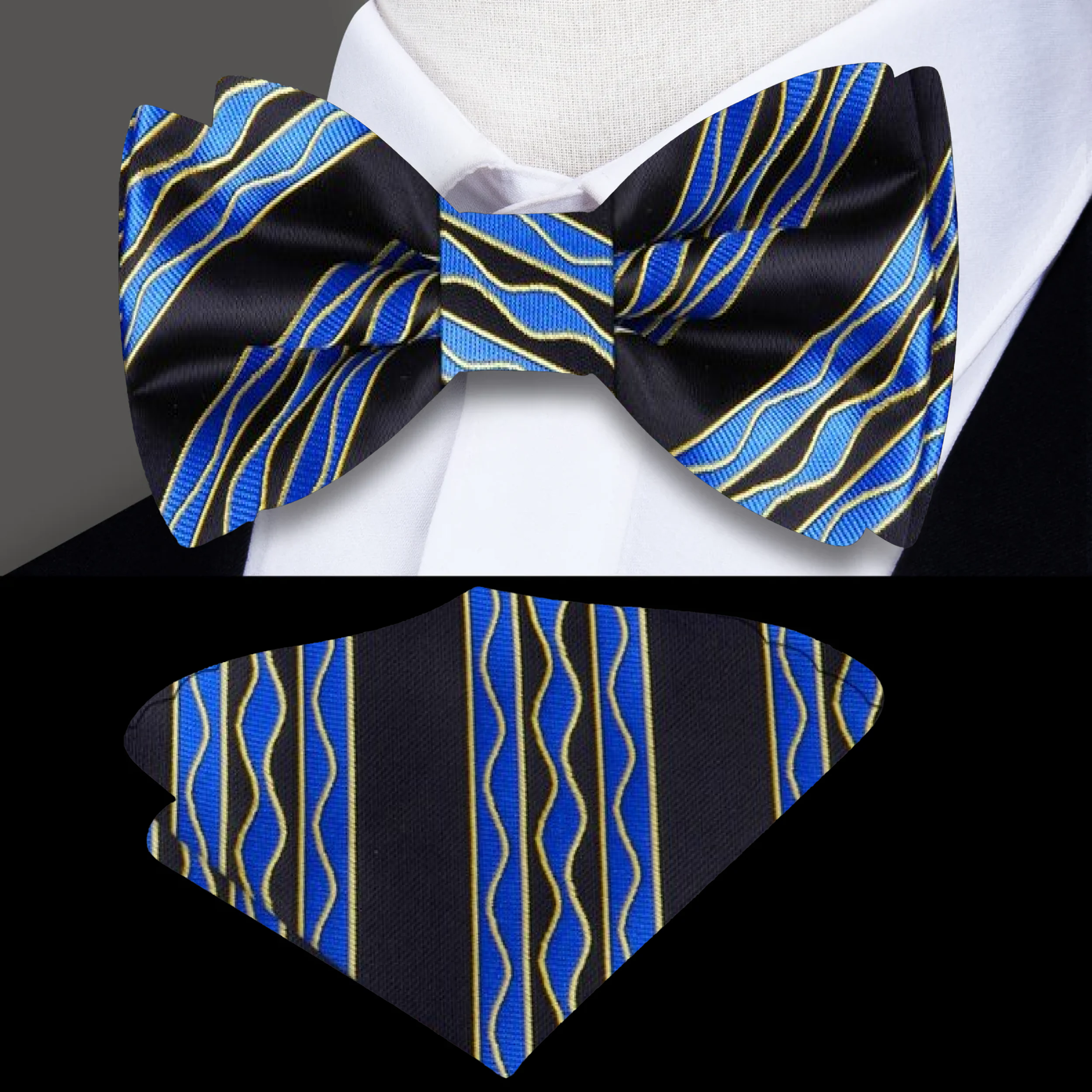Silk bow tie in black for formal occasions, stylish and elegant accessory