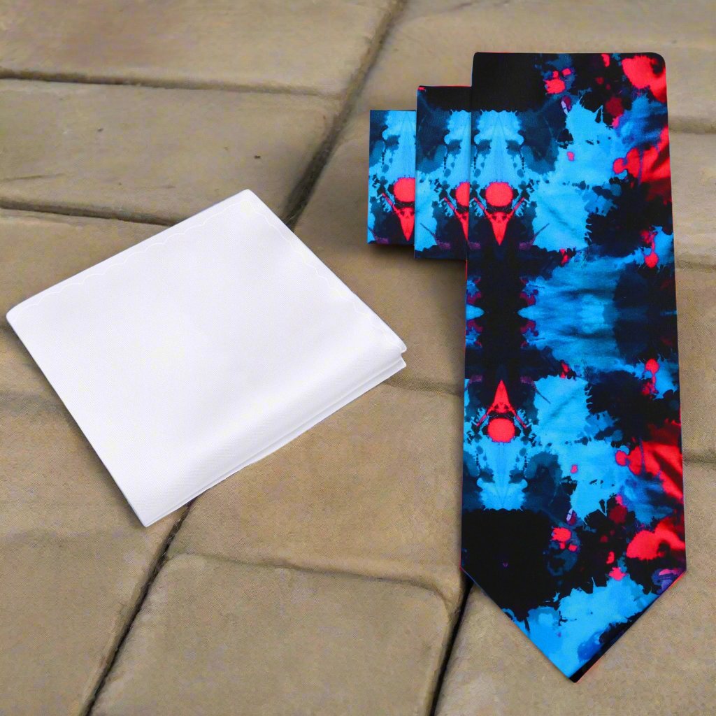 Close-up of the premium silk material showcasing the detailed ink blot design