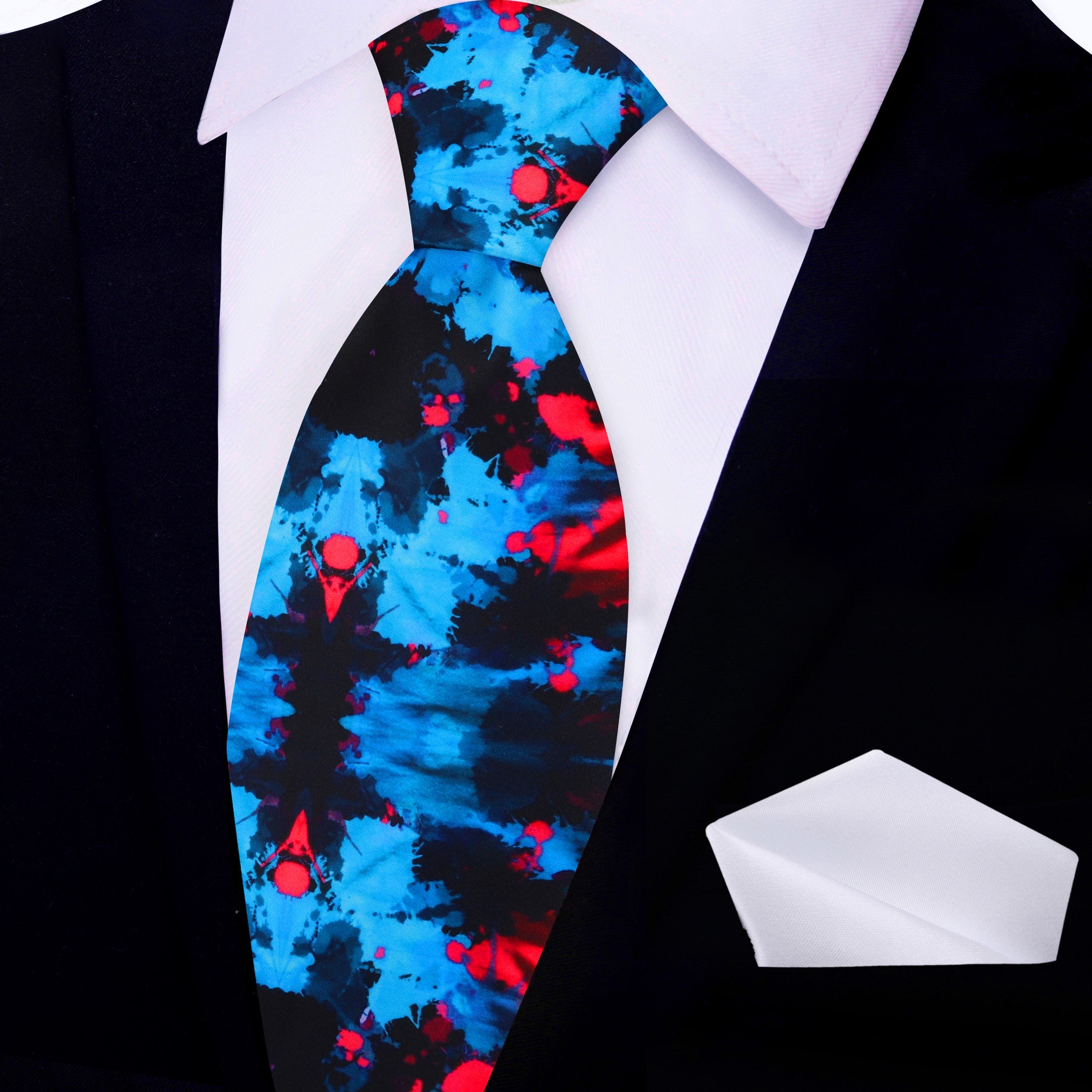 Close-up of the premium silk material showcasing the detailed ink blot design