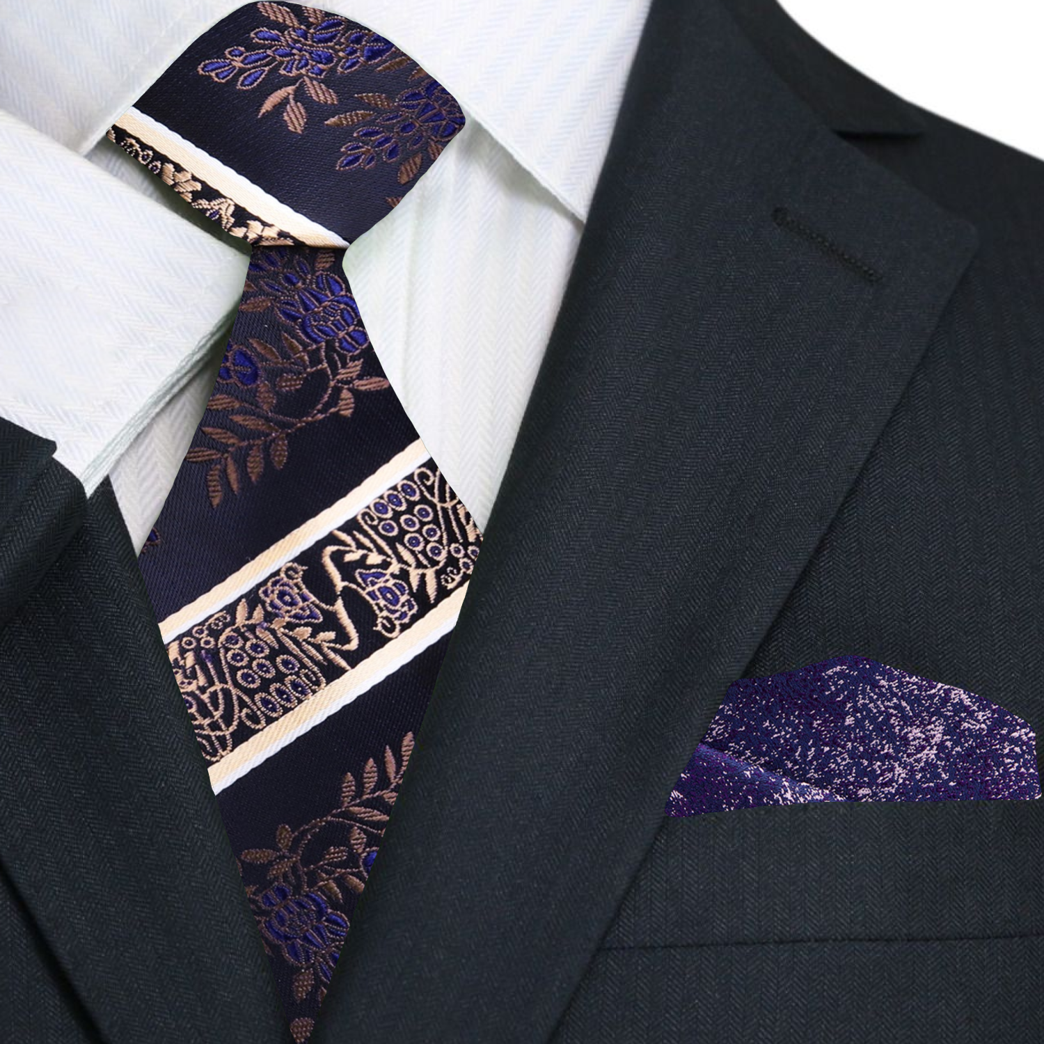 Mens silk necktie in rich brown and gold tones, suitable for formal occasions