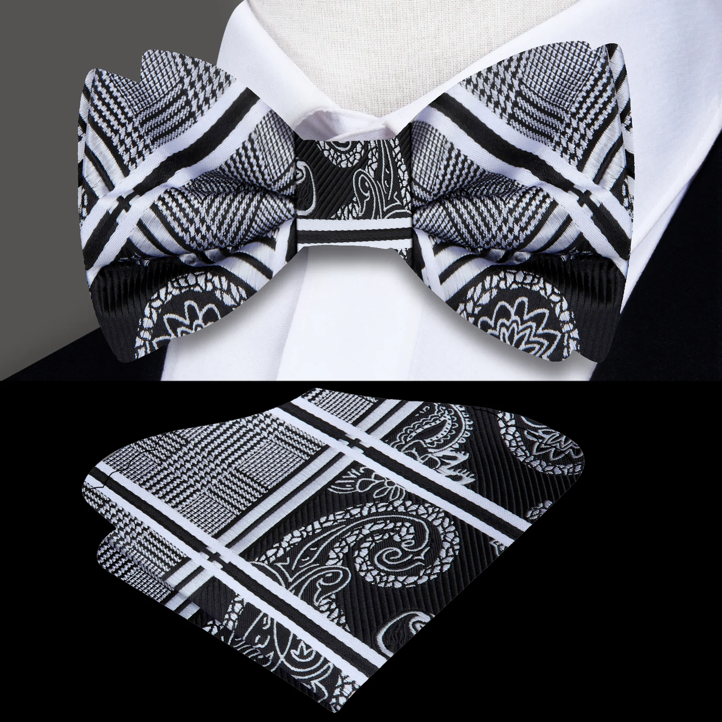 Styled with a white dress shirt and navy suit for a formal occasion