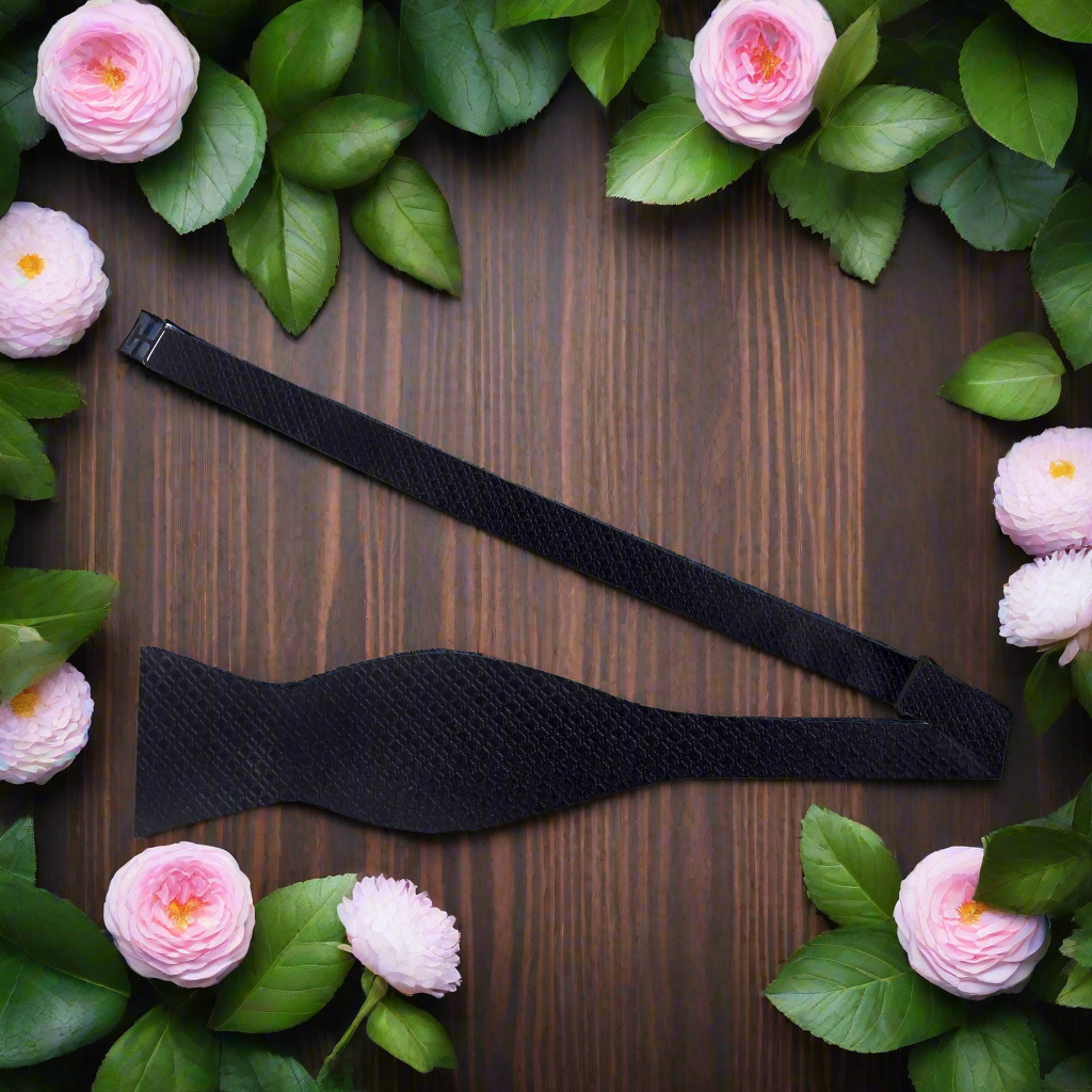 Solid red self-tie bow tie displayed on a crisp white shirt, perfect for weddings.