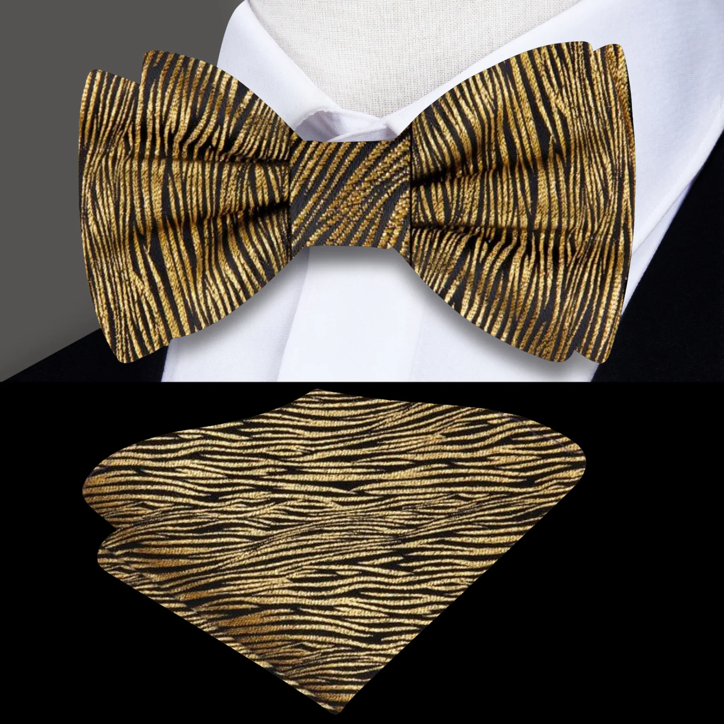 Elegant mens bow tie with textured zebra design for weddings