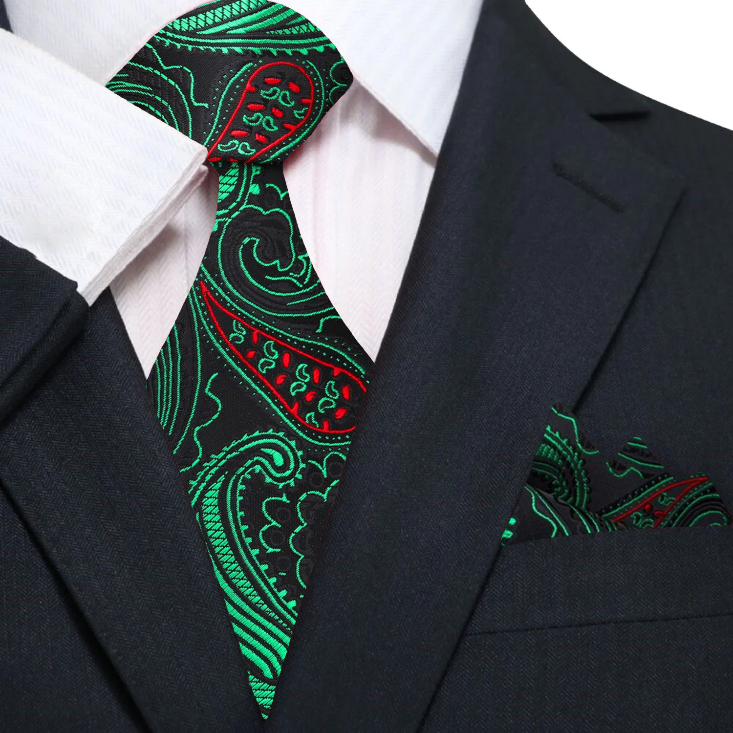 Festive mens accessories with Christmas necktie and suit