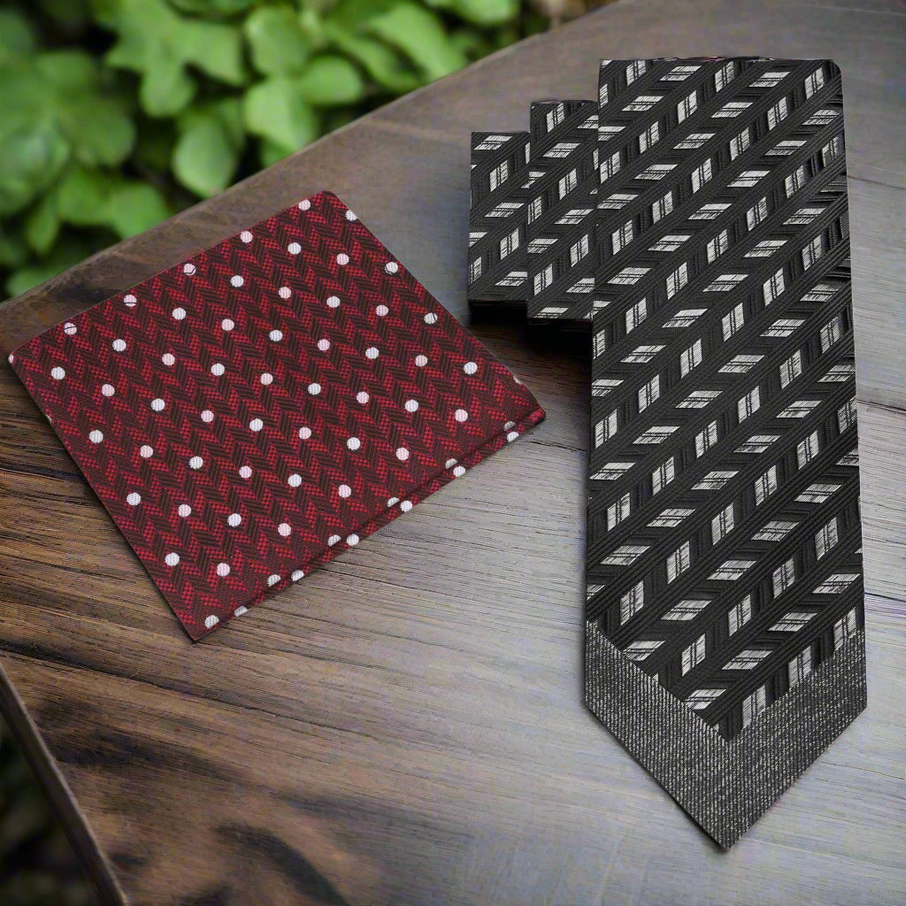 Silk tie paired with a white dress shirt and dark suit for a formal event