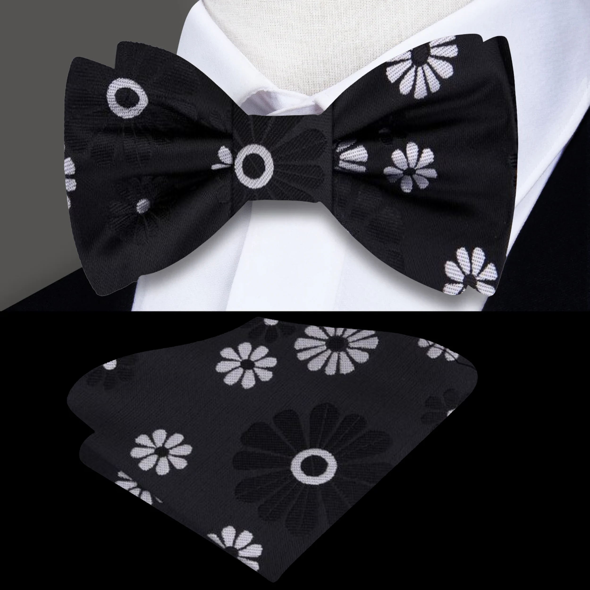 Elegant flower pattern silk bow tie for wedding attire