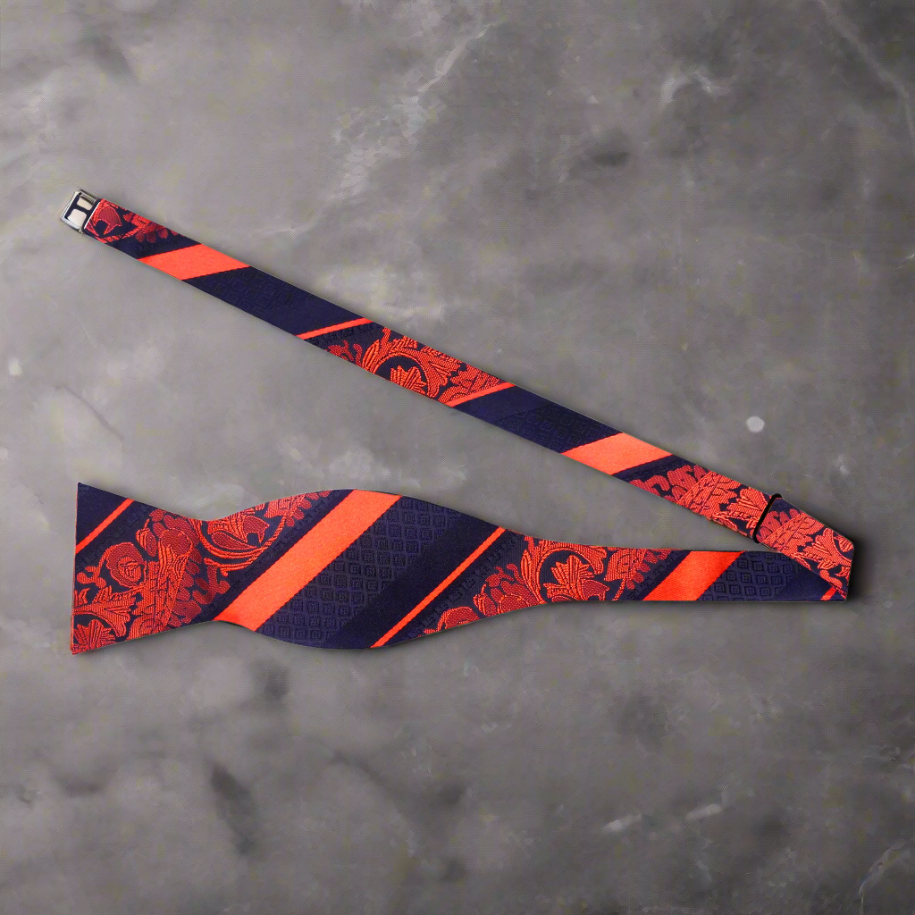 Fashionable floral bow tie set with matching pocket square on a dress shirt