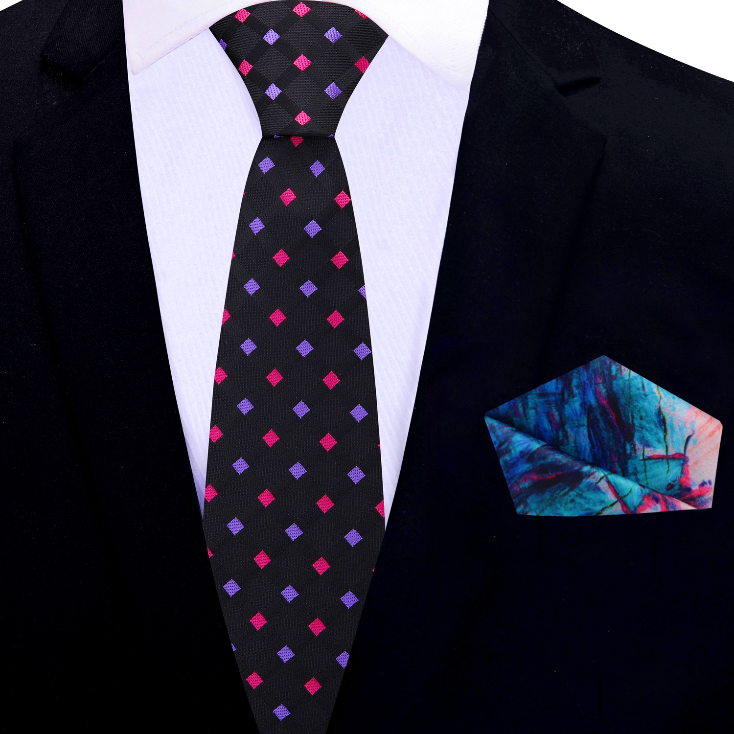 Elegant silk necktie paired with light pink shirt and navy suit, perfect for weddings