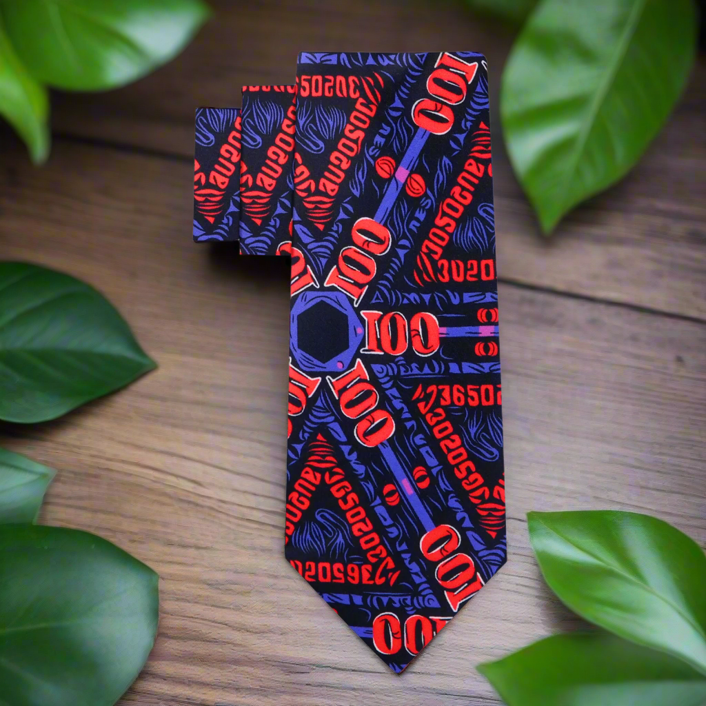 Elegant presentation of the unique mens necktie paired with a charcoal grey suit and white dress shirt.