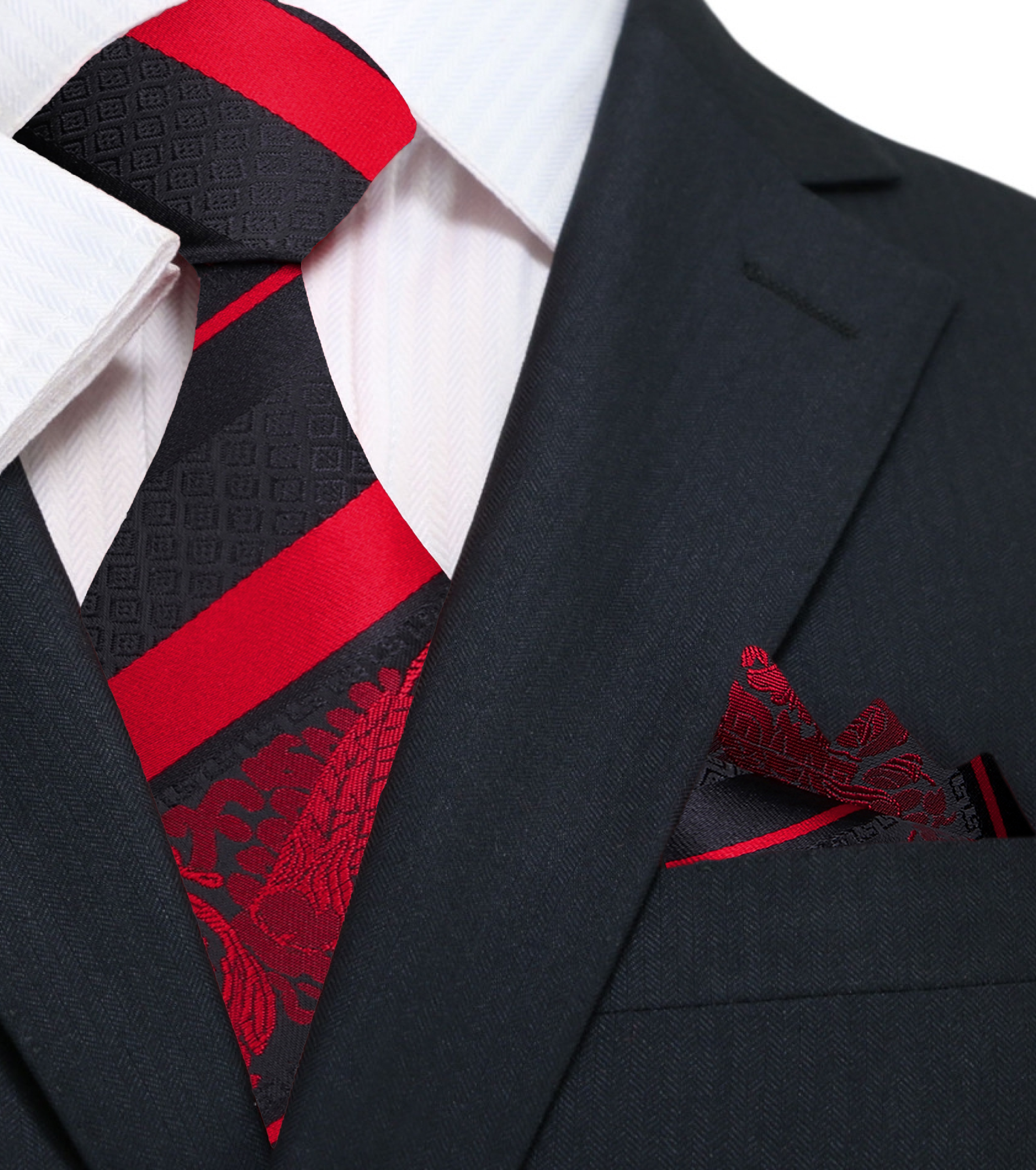 Cadenza floral silk necktie in black with yellow, perfect for formal events.
