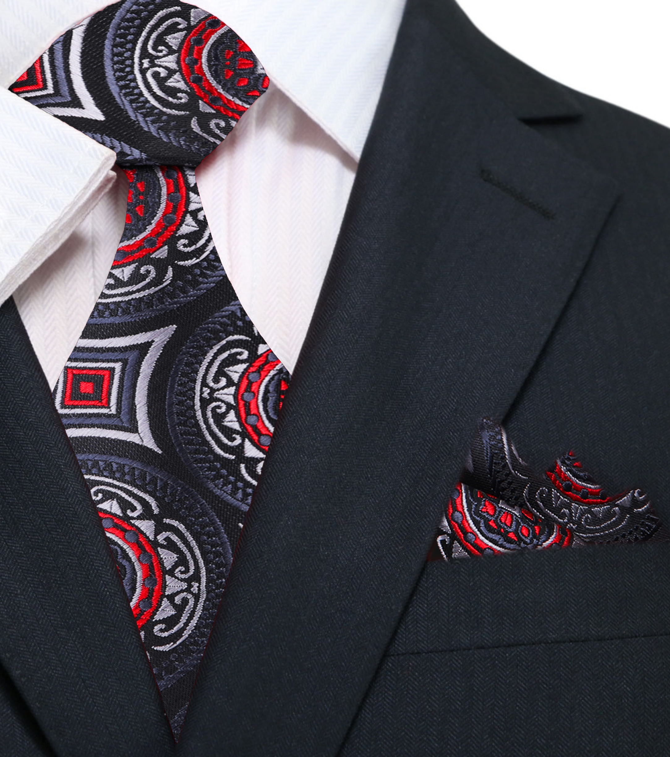 Fashionable silk necktie with bold abstract design for formal occasions