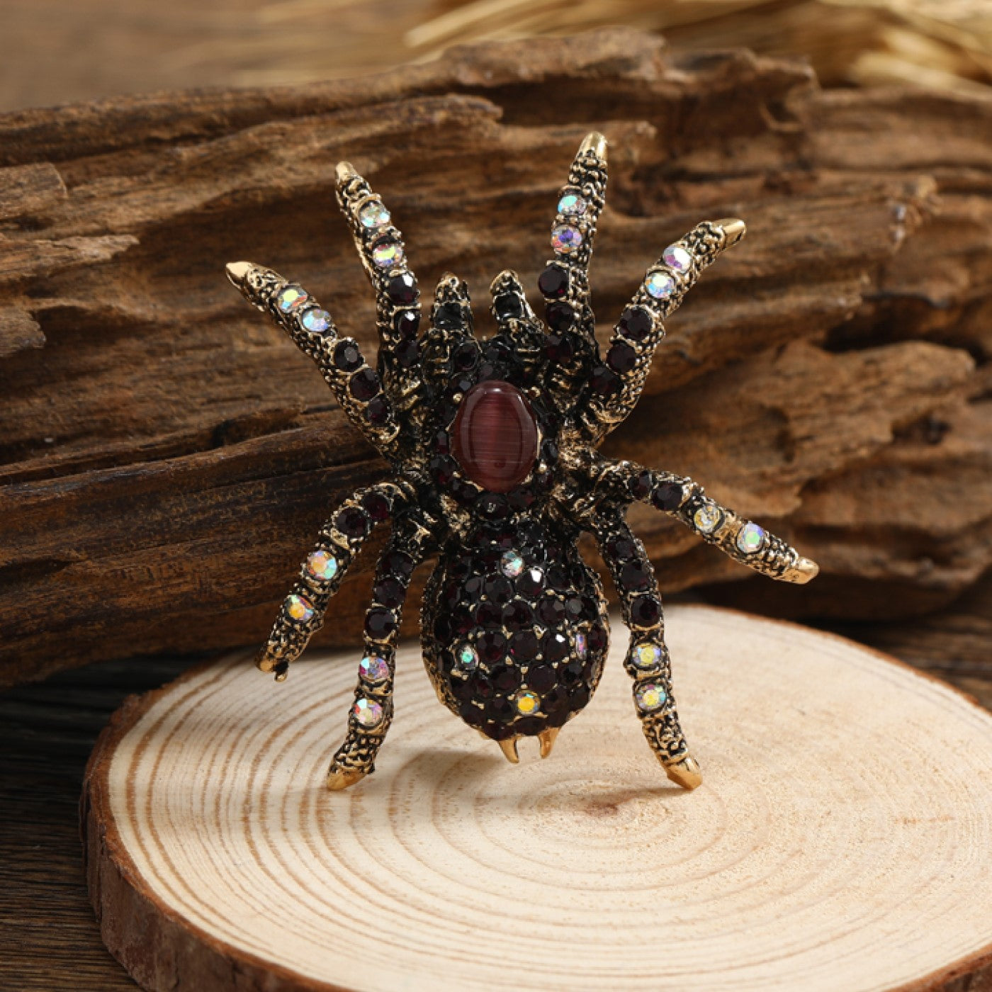 Elegant gothic spider lapel pin in deep purple for men and women