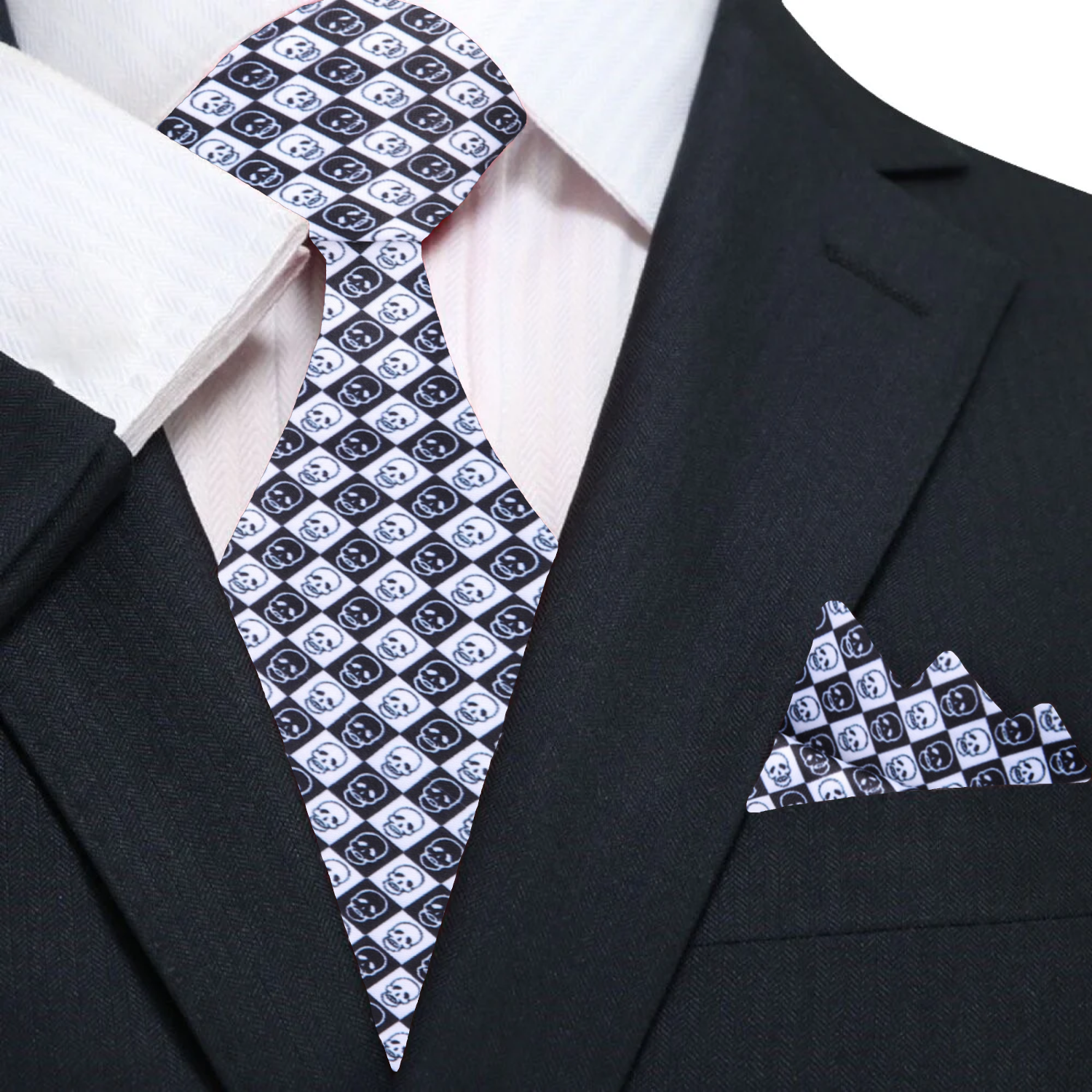 Fashionable skull tie with checkered pattern, versatile for night outs and business meetings