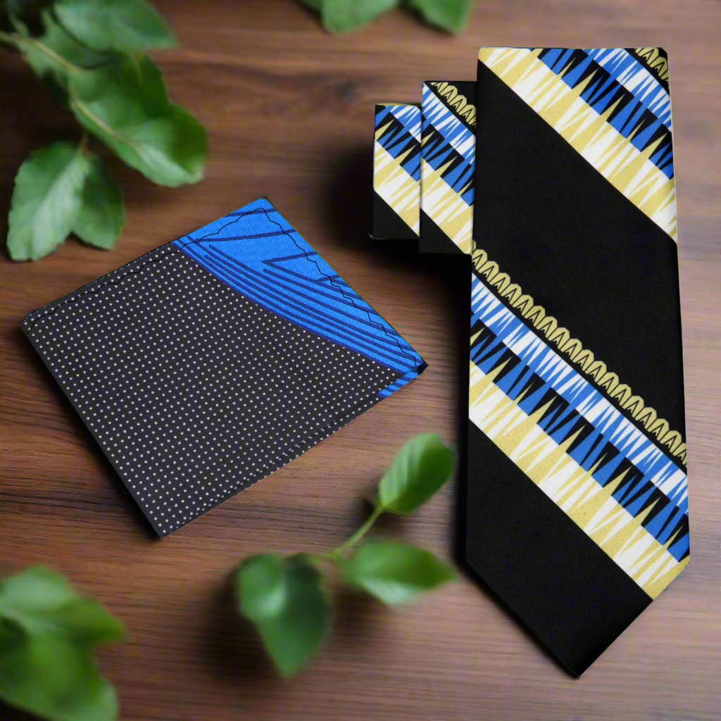 Close-up view of the Abstract Elegance Silk Tie showcasing its intricate abstract pattern.
