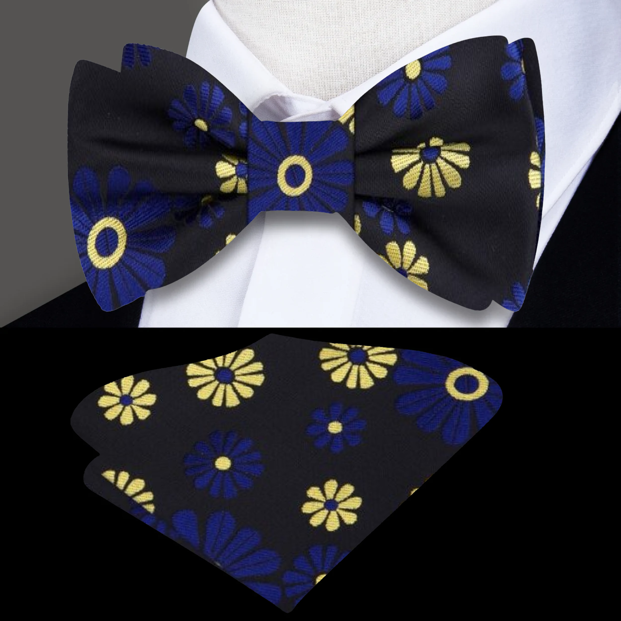 Elegant flower pattern silk bow tie for wedding attire