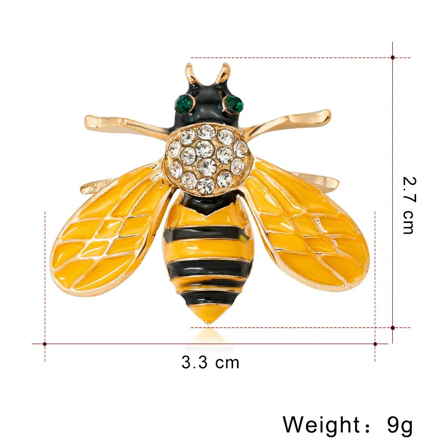 Close-up view of the elegant honey bee brooch showcasing intricate details