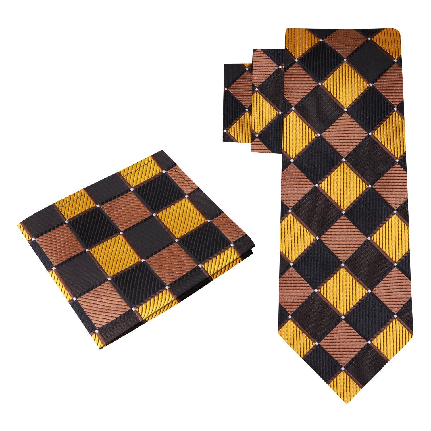 Close-up of the silk pocket square paired with a matching necktie.