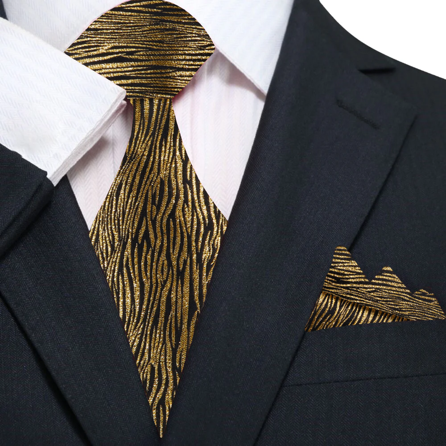 Close-up of the zebra pattern on a luxurious silk necktie.