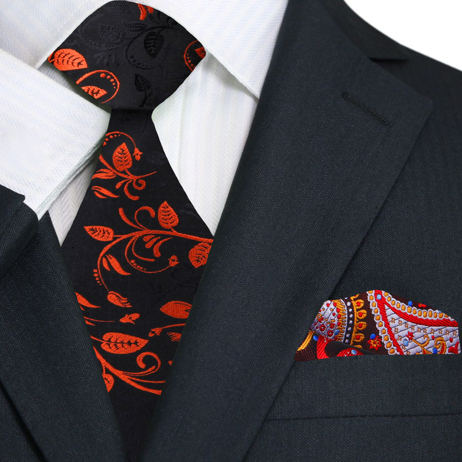 Model wearing the Copper Elegance Slim Necktie at a wedding, pairing it elegantly with a charcoal suit.