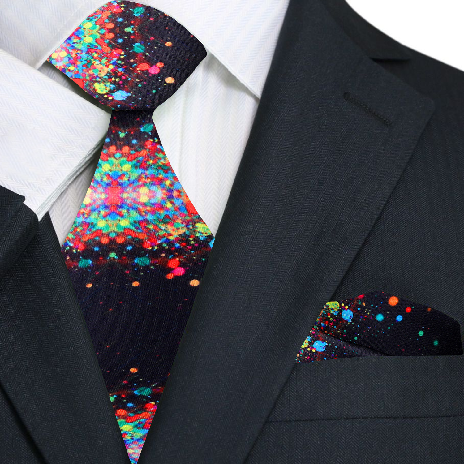 Man wearing the artistic mens tie at an art gallery opening