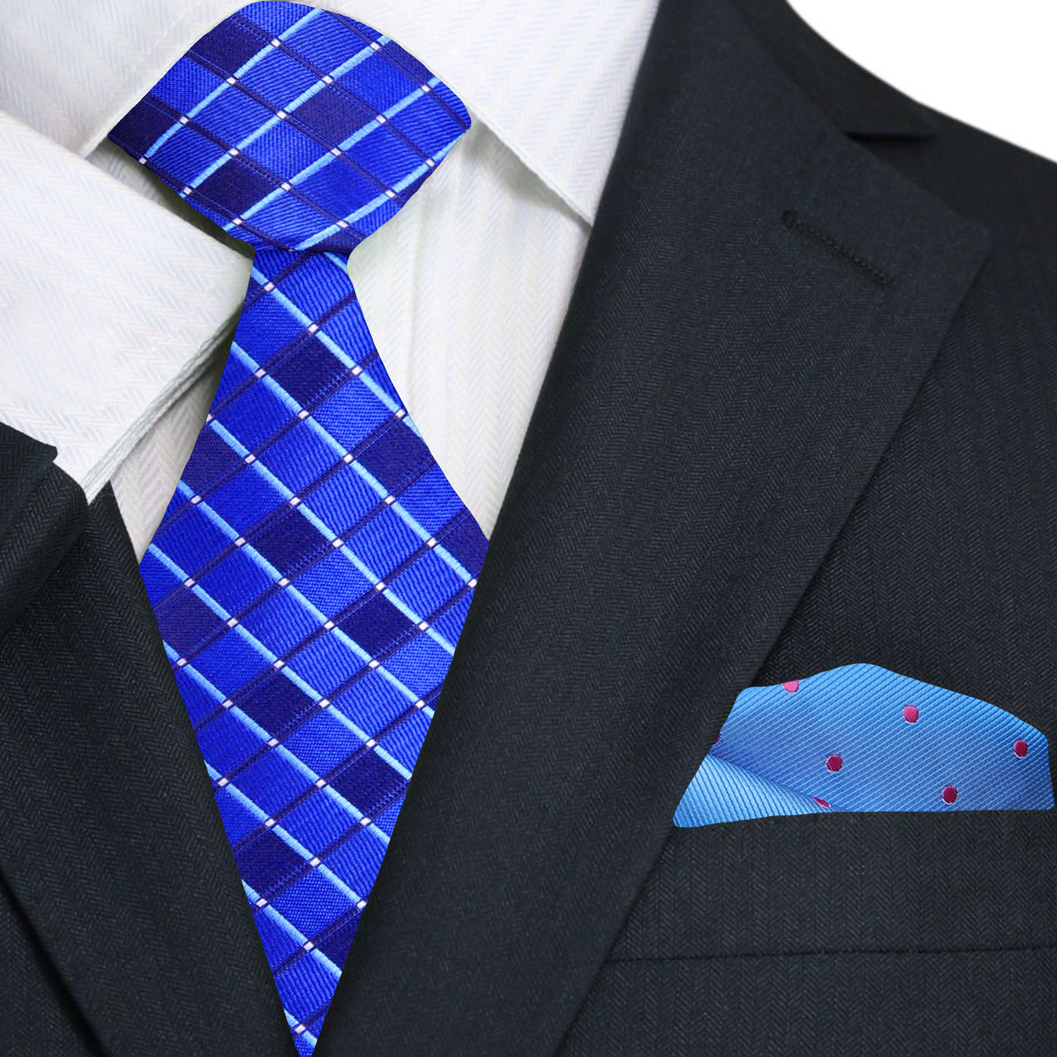 Stylish blue tie paired with a white dress shirt for a professional look.