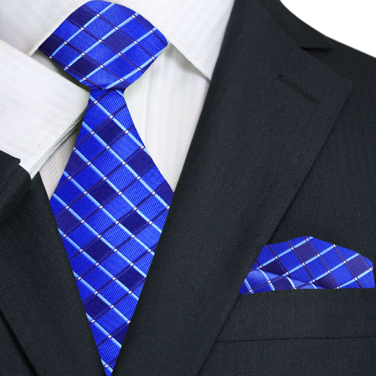 Stylish blue tie paired with a white dress shirt for a professional look.