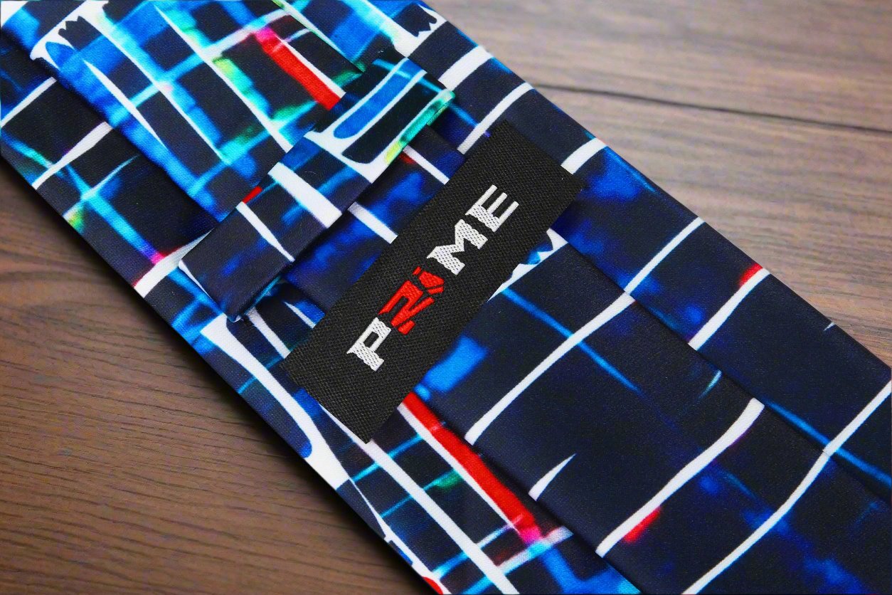 Close-up of the silk fabric pattern with bold abstract lines