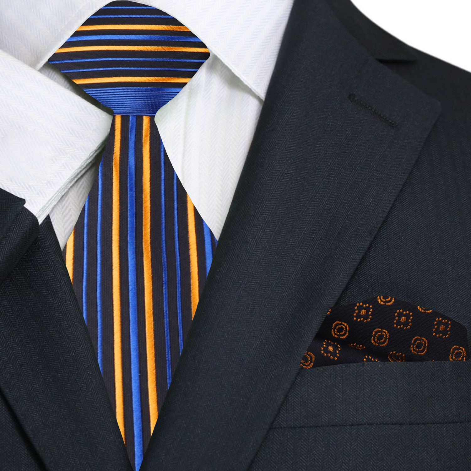 Stylish mens necktie with matching pocket square for formal events
