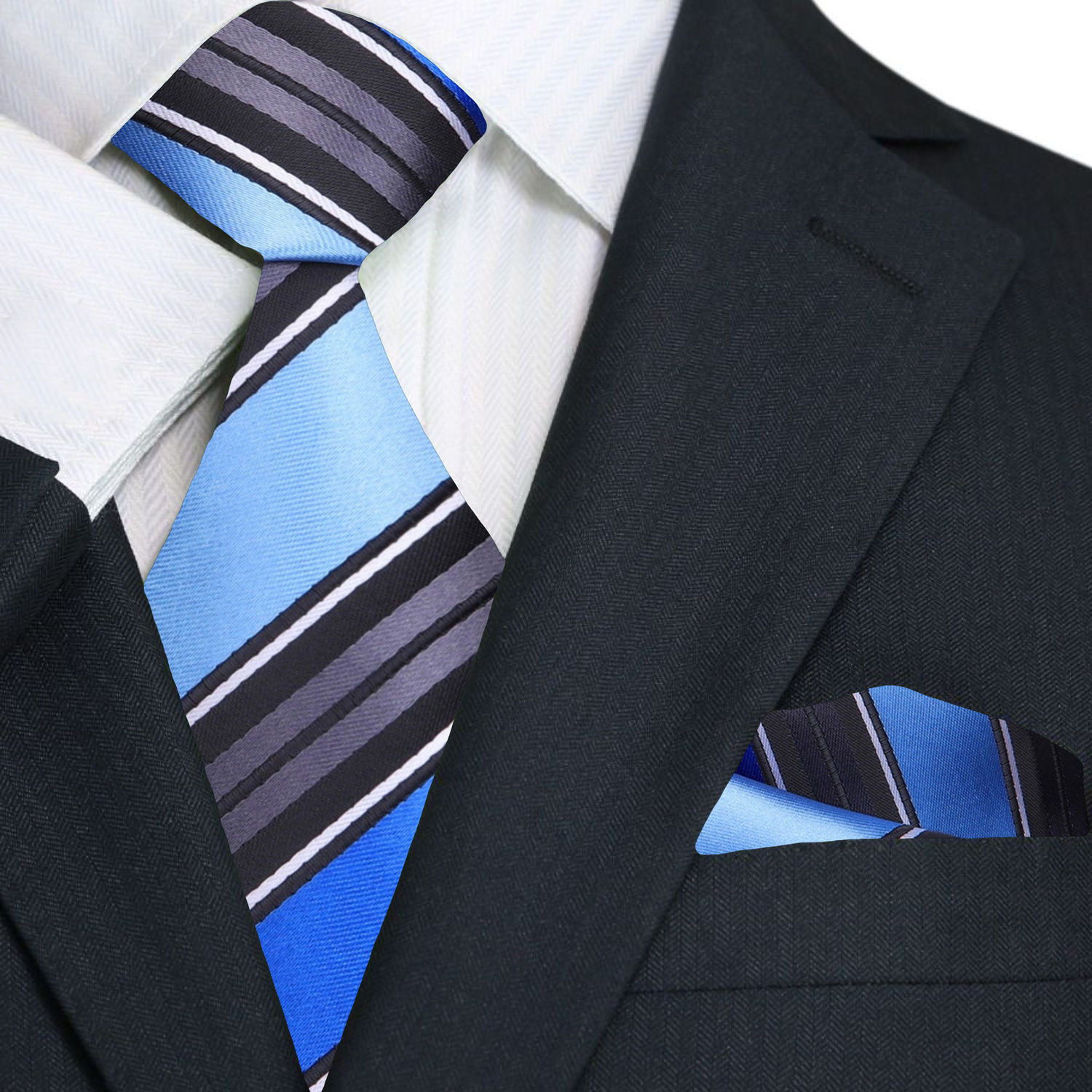 Close-up of a vibrant red and black stripe necktie for professional attire