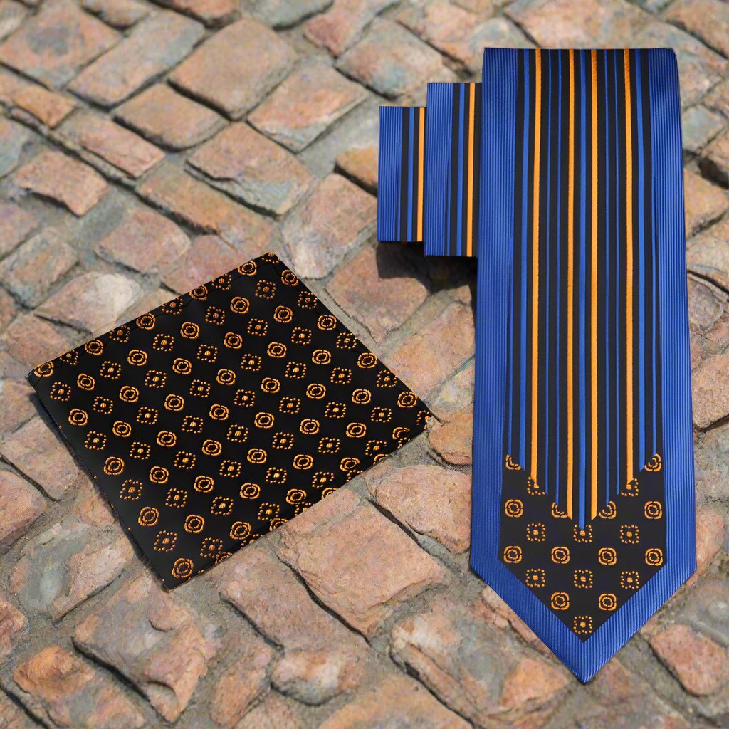 Stylish mens necktie with matching pocket square for formal events