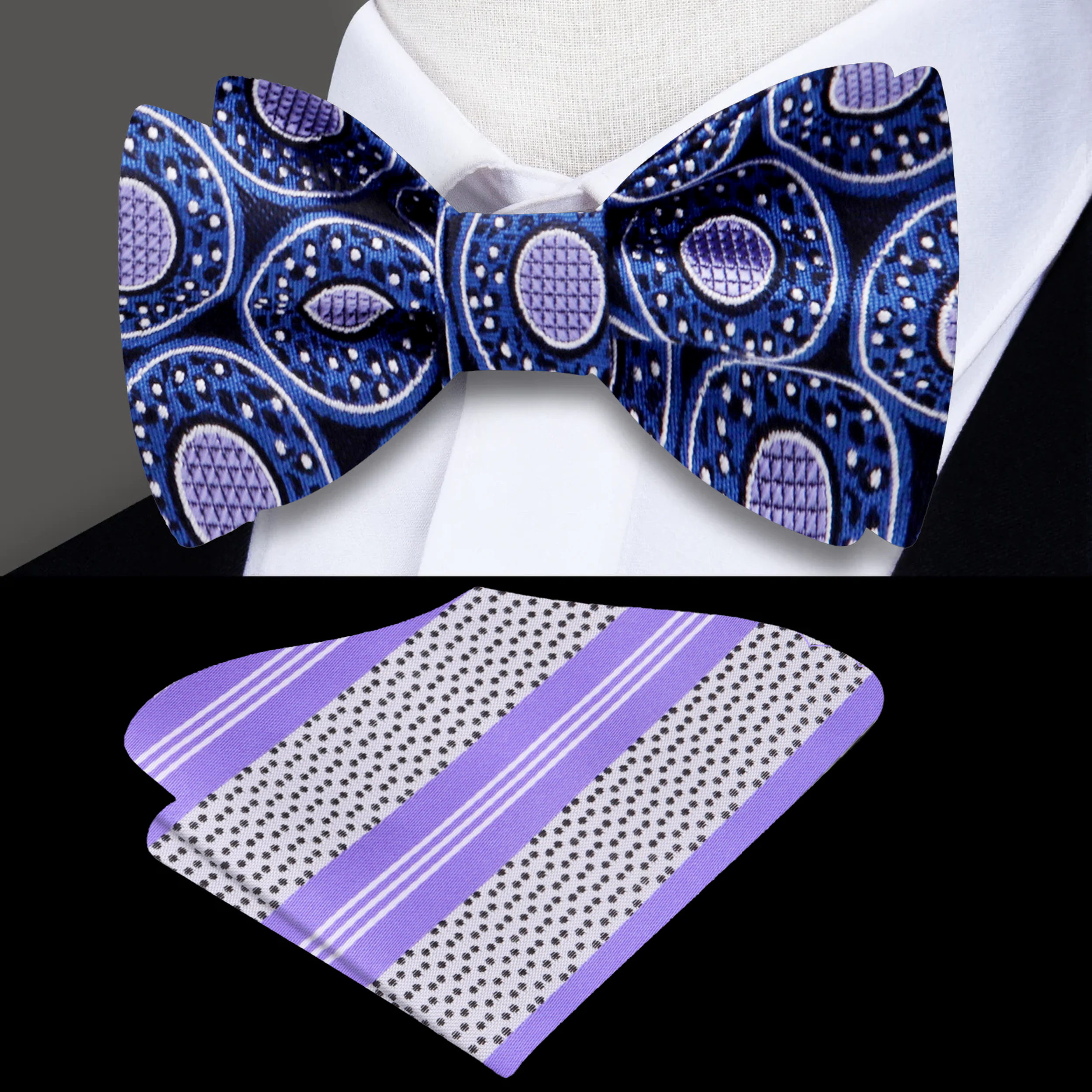 Whimsical Donut Sprinkles Silk Bow Tie displayed on a tailored suit, highlighting the playful design.