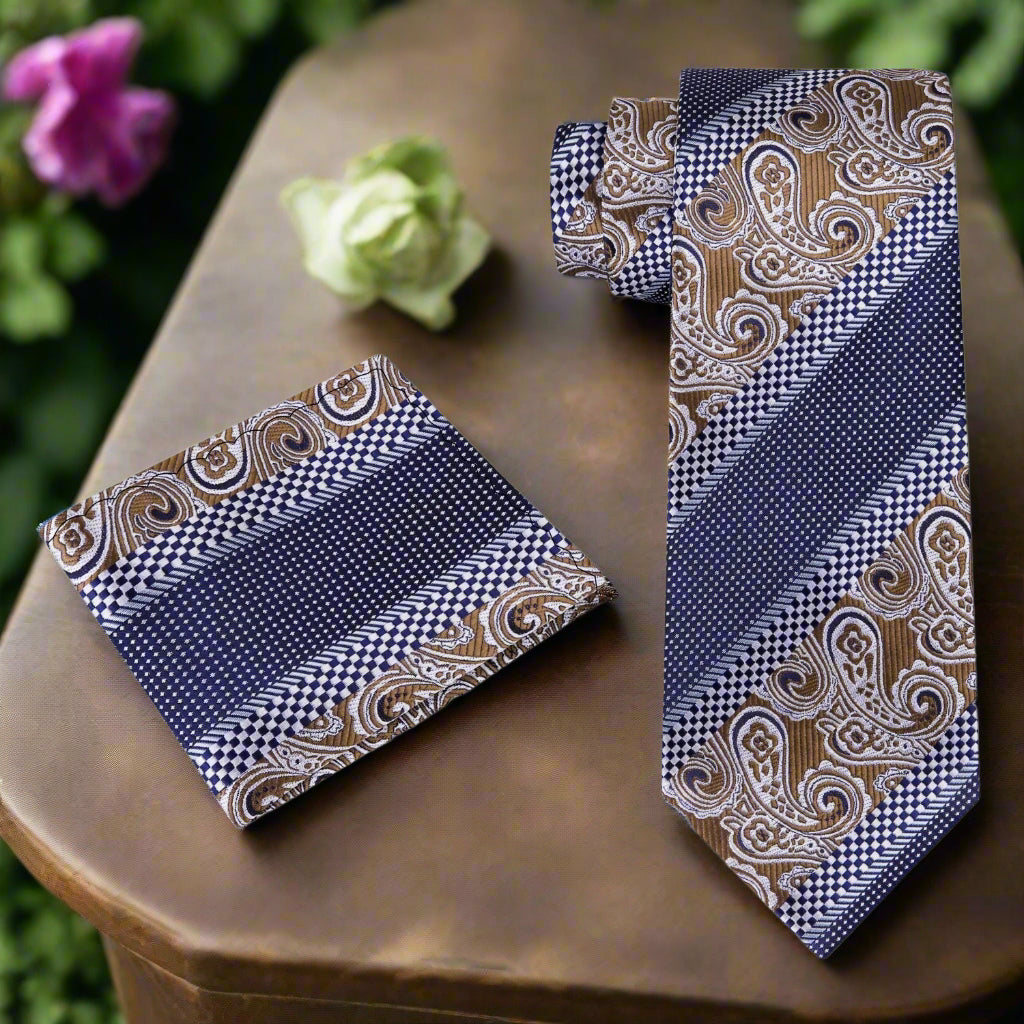 Wearing the stylish paisley tie with a white dress shirt for business casual look