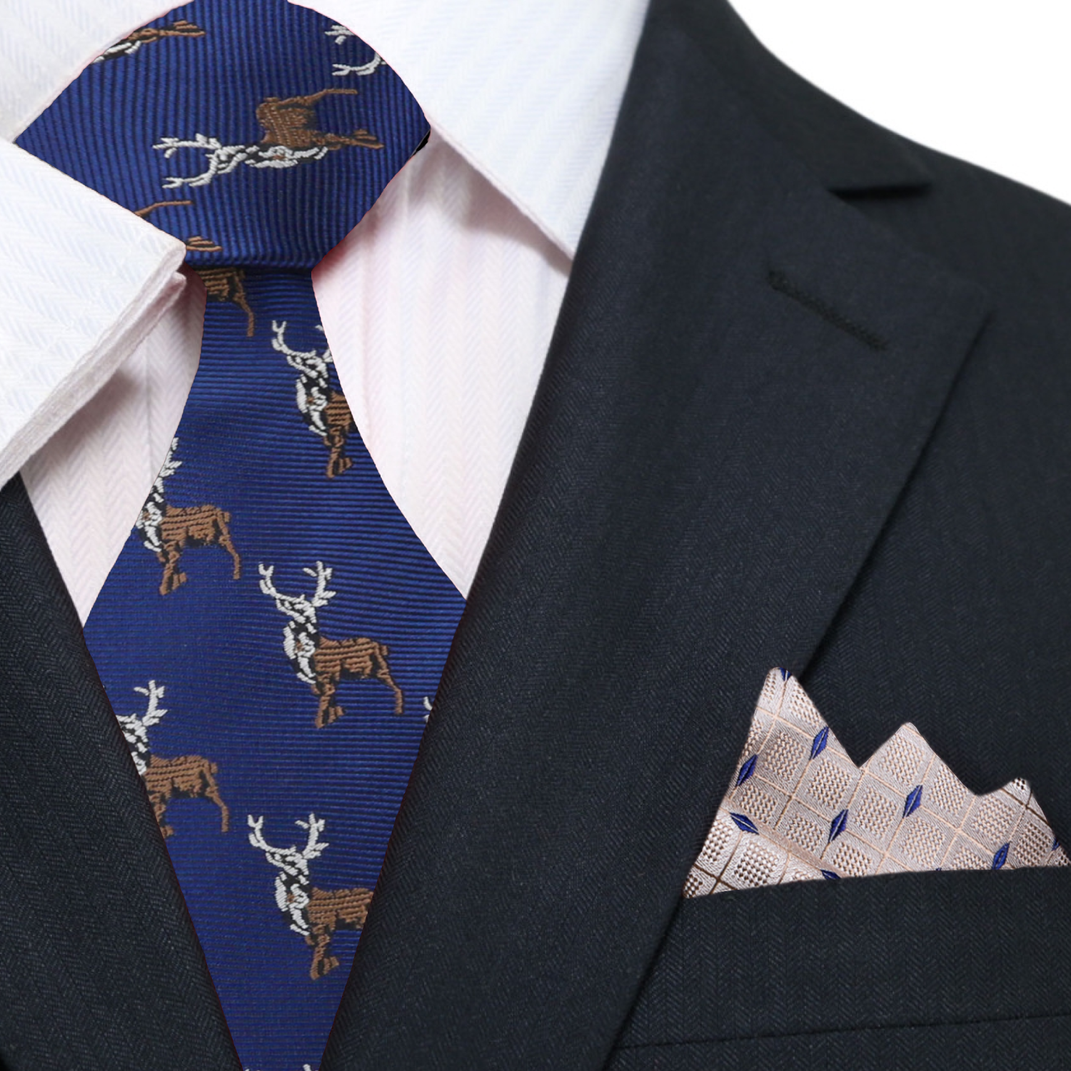 Stylish man wearing the mens tie at an outdoor wedding, paired with a navy suit.