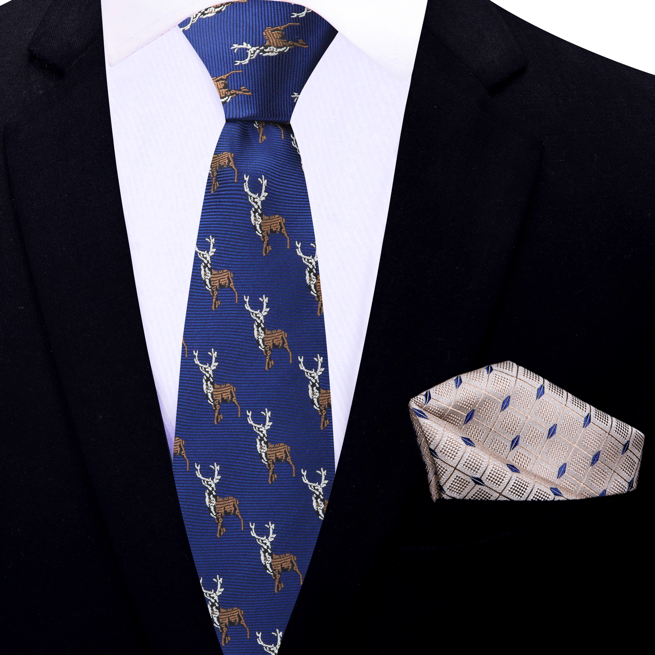 Stylish man wearing the mens tie at an outdoor wedding, paired with a navy suit.