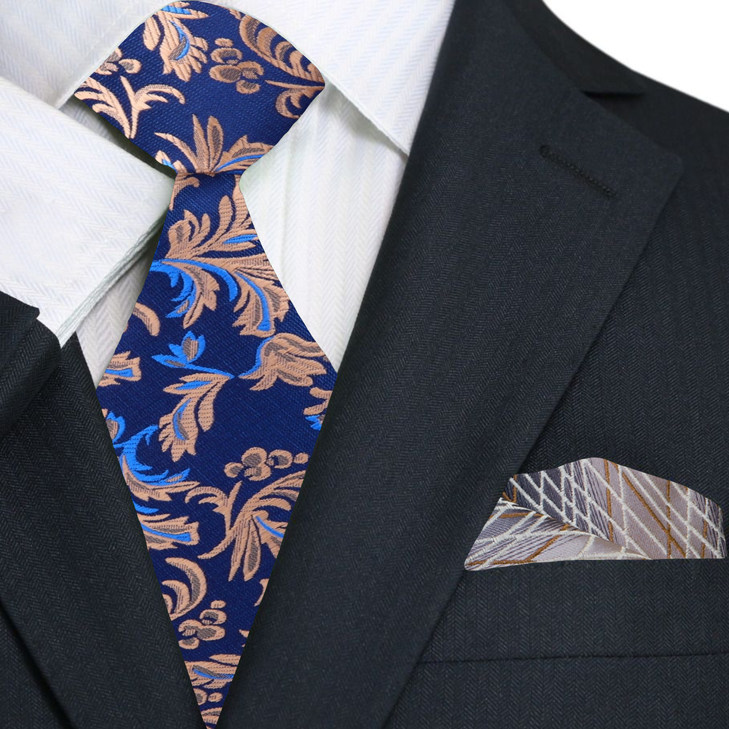 Close-up view of intricate vine pattern on Zagato floral tie