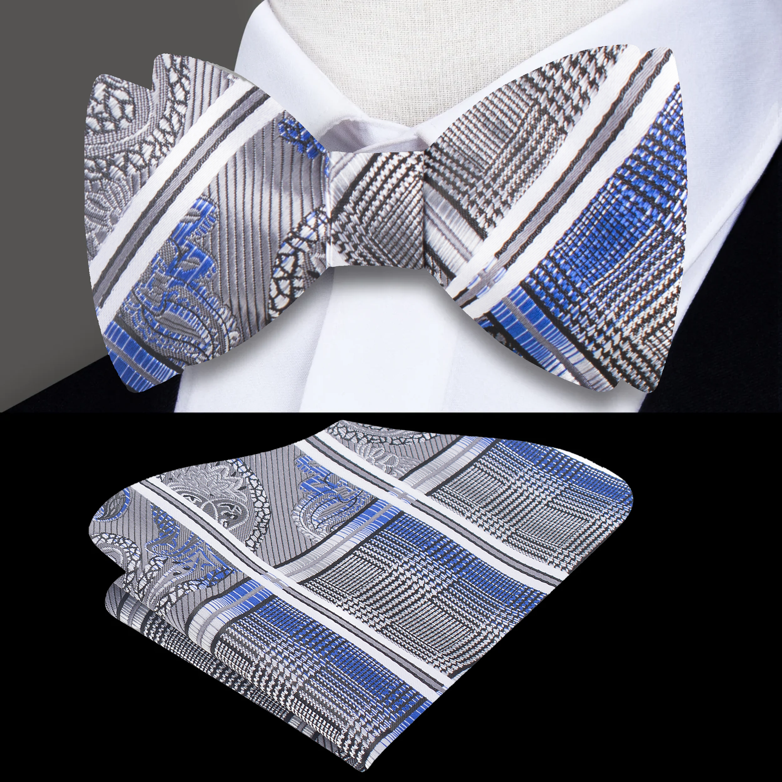 Pre-tied silk bow tie with adjustable fit for comfort and style