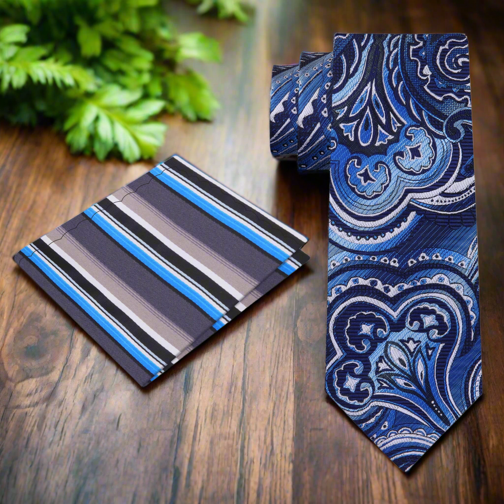 Detailed paisley pattern on a high-quality silk tie for men