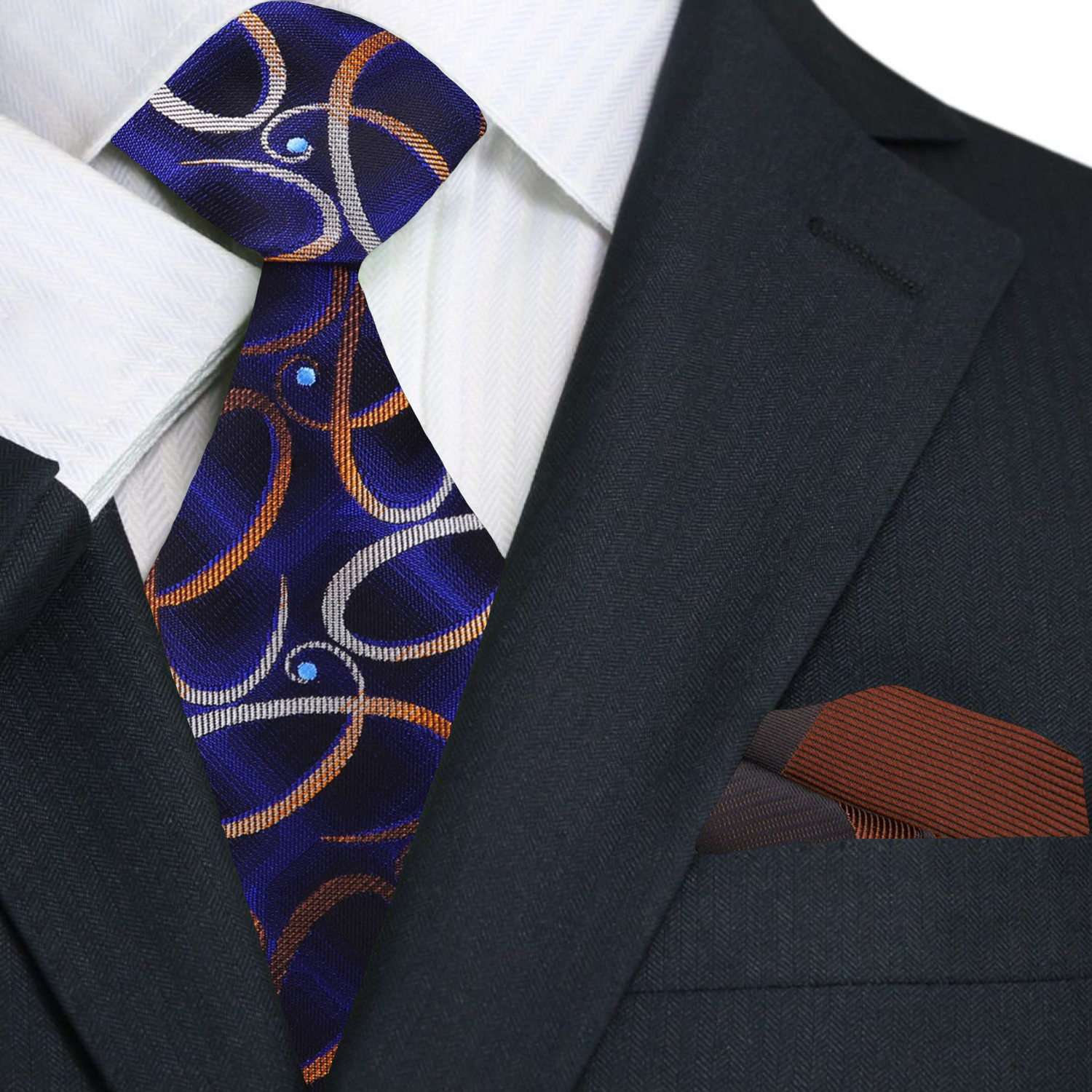 Styled outfit with luxury silk paisley necktie and matching pocket square