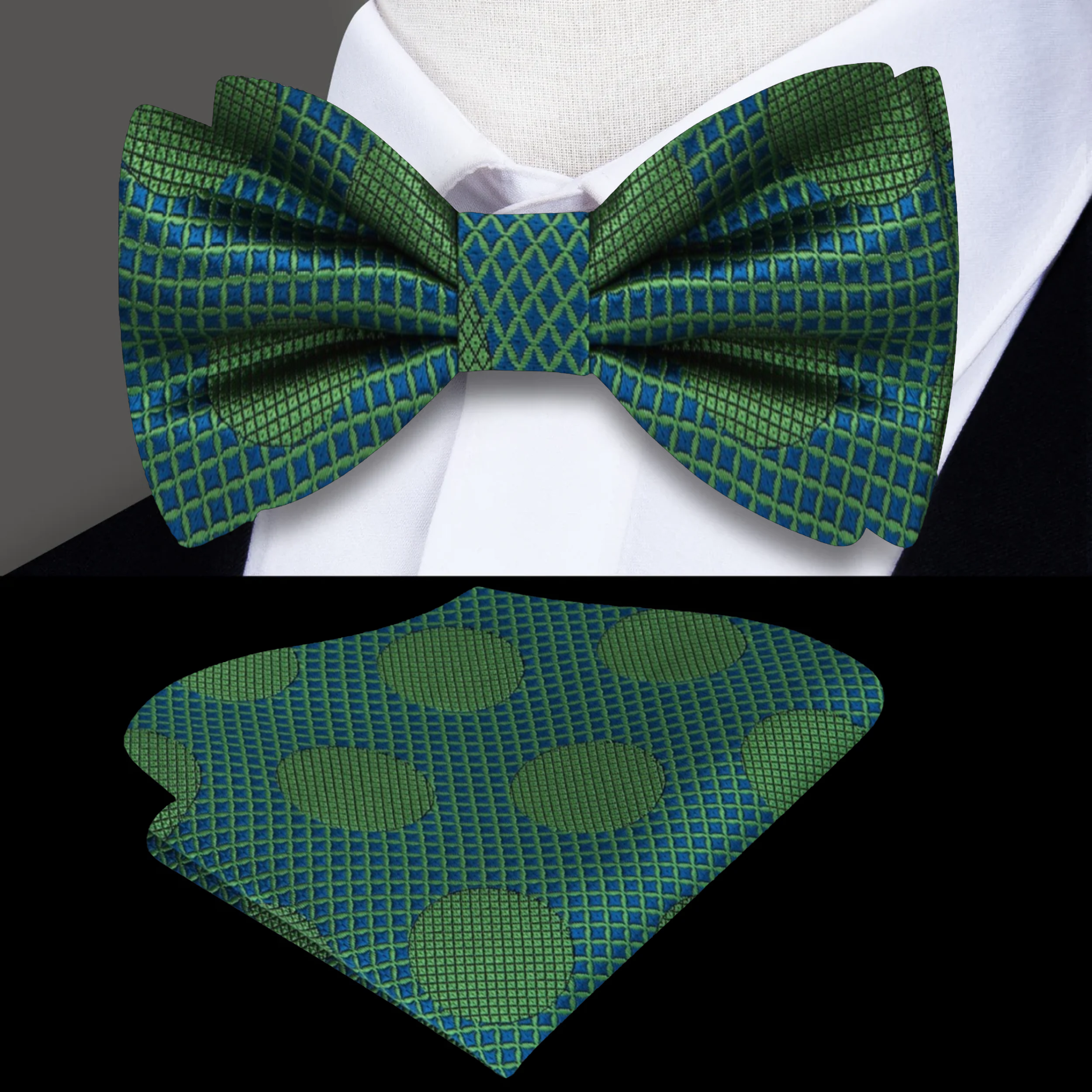 Man adjusting pre-tied silk bow tie for a wedding look