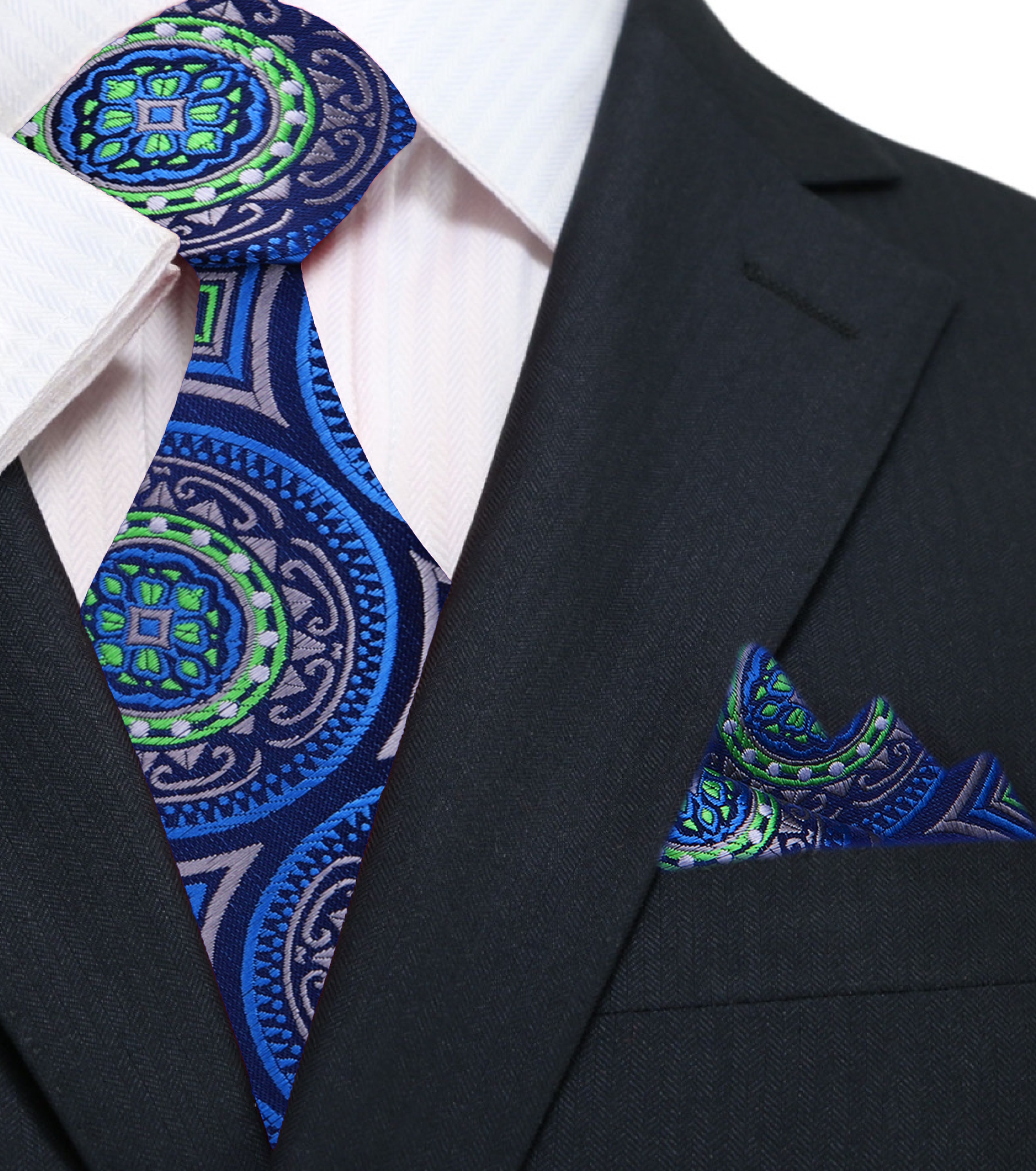 Man wearing stylish mens silk tie with suit for business meeting